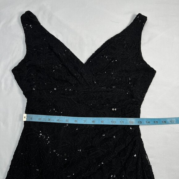 Lauren Ralph Lauren Black Lace Maxi Dress Evening Gown Sequin Detail Formal 2 - Picture 6 of 11